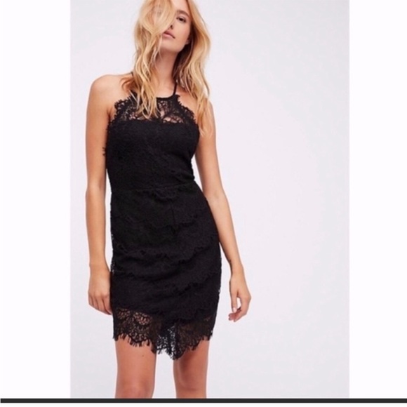 Free People She’s Got It Black Lace Slip Dress | Size Large - Picture 3 of 7